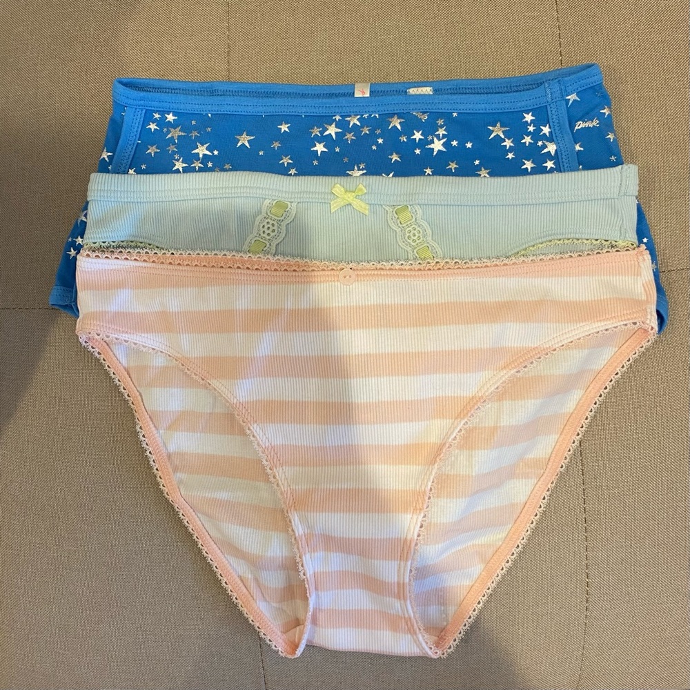 Victoria’s Secret Panty Set 3 Pack Bikini Cotton Panties Cute Print Bundle New